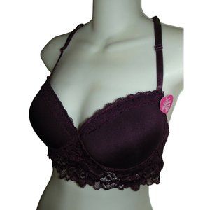 YMI Wanna Betta Fit? Large Eggplant Lace Bralette bra wireless racerback purple